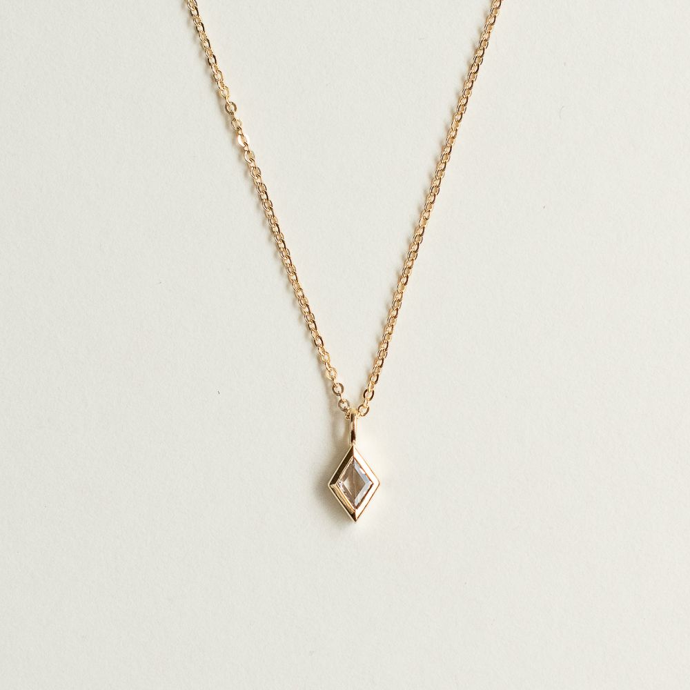 9ct gold white topaz diamond shape necklace - Luceir Jewellery - Silverado