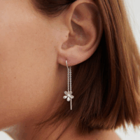 Silver wild poppy earchains - Pernille Corydon - Silverado Jewellery