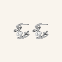 Silver wild poppy hoop earrings - Pernille Corydon - Silverado Jewellery