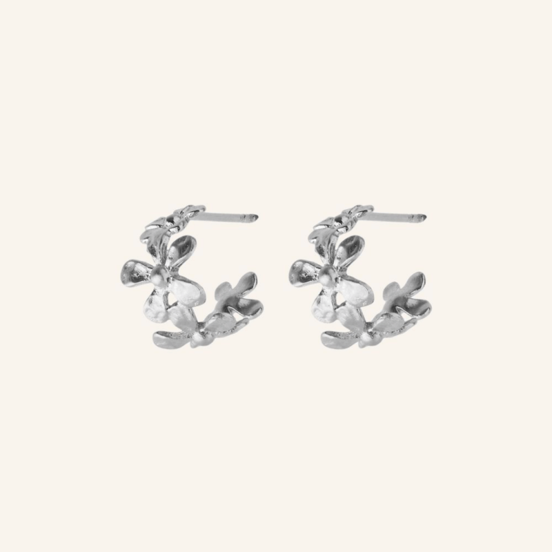 Silver wild poppy hoop earrings - Pernille Corydon - Silverado Jewellery