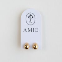 Gold teardrop stud earrings - AMIE Paris - Silverado Jewellery