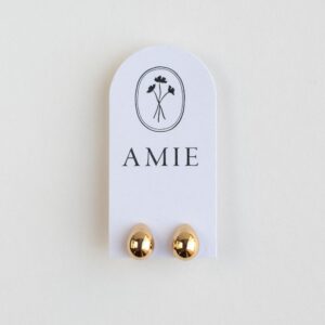 Gold teardrop stud earrings - AMIE Paris - Silverado Jewellery