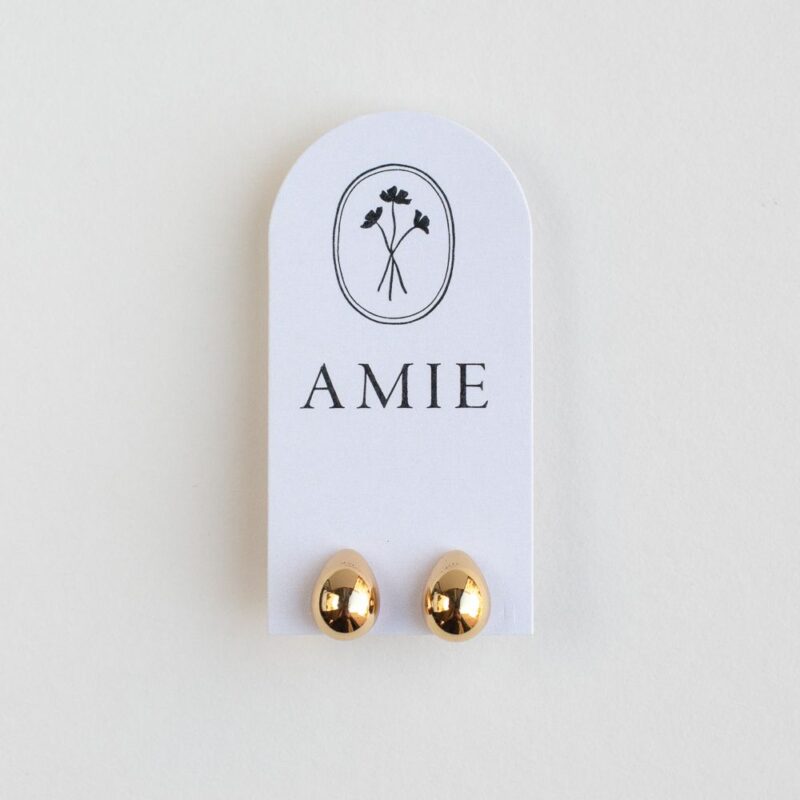 Gold teardrop stud earrings - AMIE Paris - Silverado Jewellery