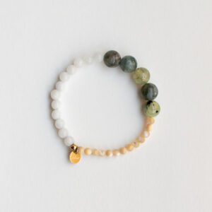 Aquamarine and moss agate beaded bracelet - Paloma - Silverado Jewellery