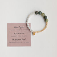 Aquamarine and moss agate beaded bracelet - Paloma - Silverado Jewellery