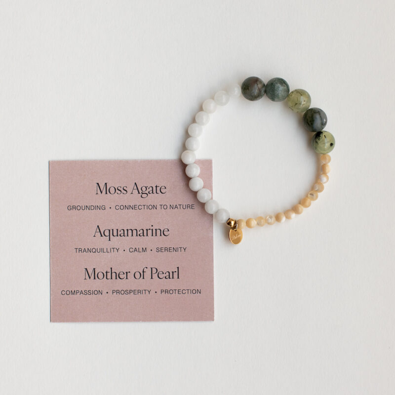 Aquamarine and moss agate beaded bracelet - Paloma - Silverado Jewellery