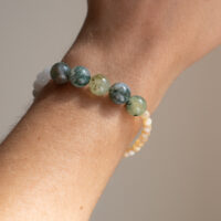 Aquamarine and moss agate beaded bracelet - Paloma - Silverado Jewellery
