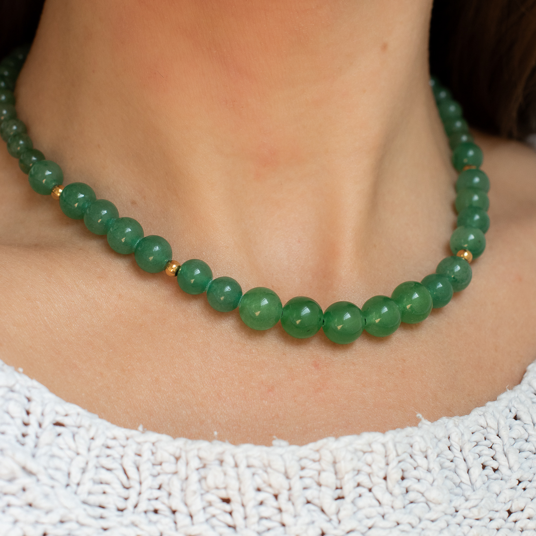 Green Chalcedony Beaded Necklace - Paloma - Silverado Jewellery