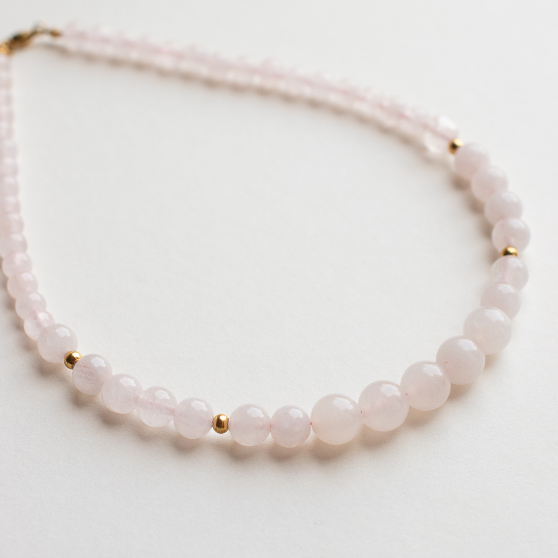 rose quartz beaded necklace - Paloma - Silverado Jewellery