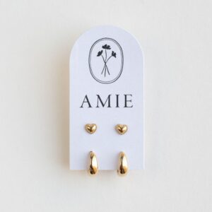 Heart stud and hoop earring set - AMIE Paris - Silverado Jewellery