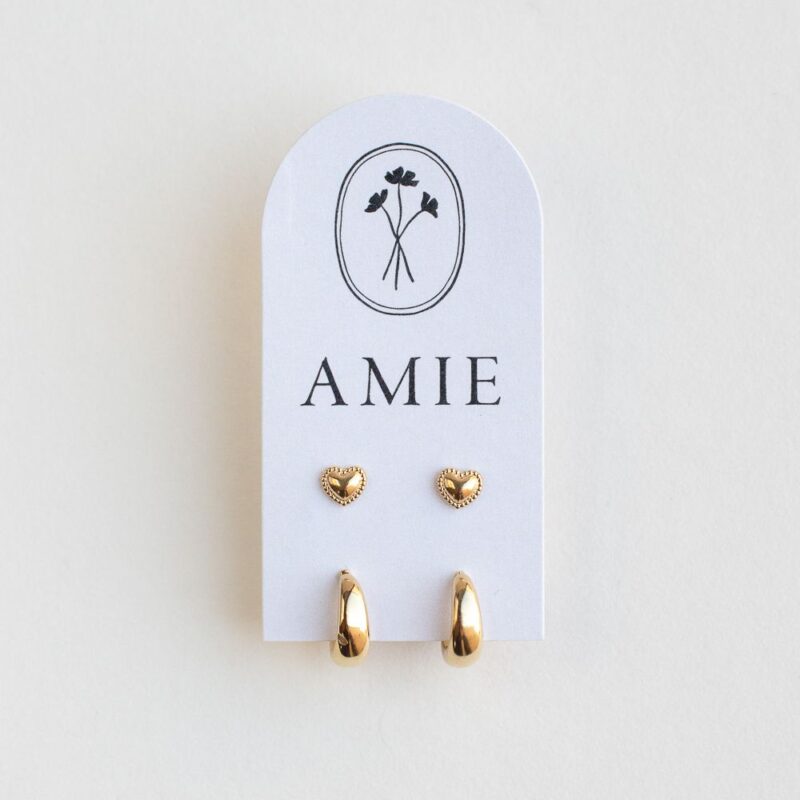 Heart stud and hoop earring set - AMIE Paris - Silverado Jewellery