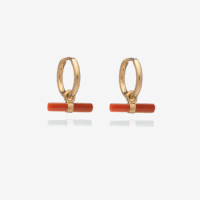 Rachel Jackson Vitality Carnelian T Bar Huggie Hoop Earrings Vitality Carnelian T Bar Huggie Hoop Earrings - Rachel Jackson - Silverado Jewellery