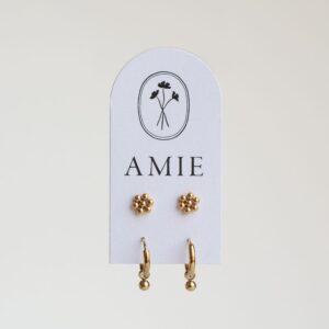 flower stud and hoop earring set - AMIE Paris - Silverado Jewellery