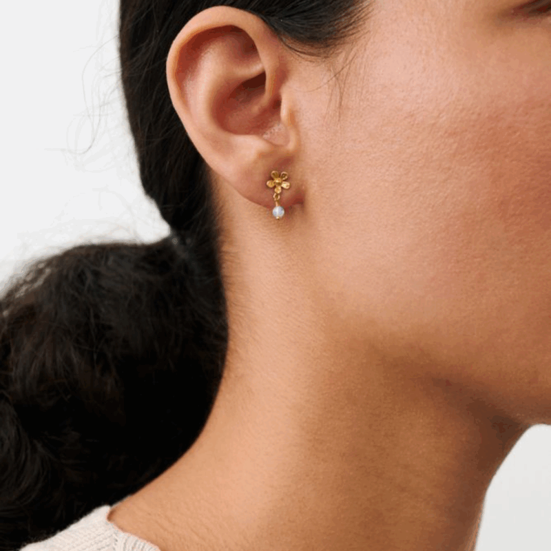 moonstone wild poppy stud earrings - Pernille Corydon - Silverado Jewellery