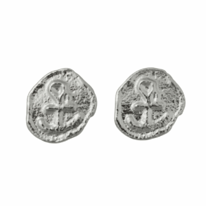silver Anchor token stud earrings - Alex Monroe - Silverado Jewellery