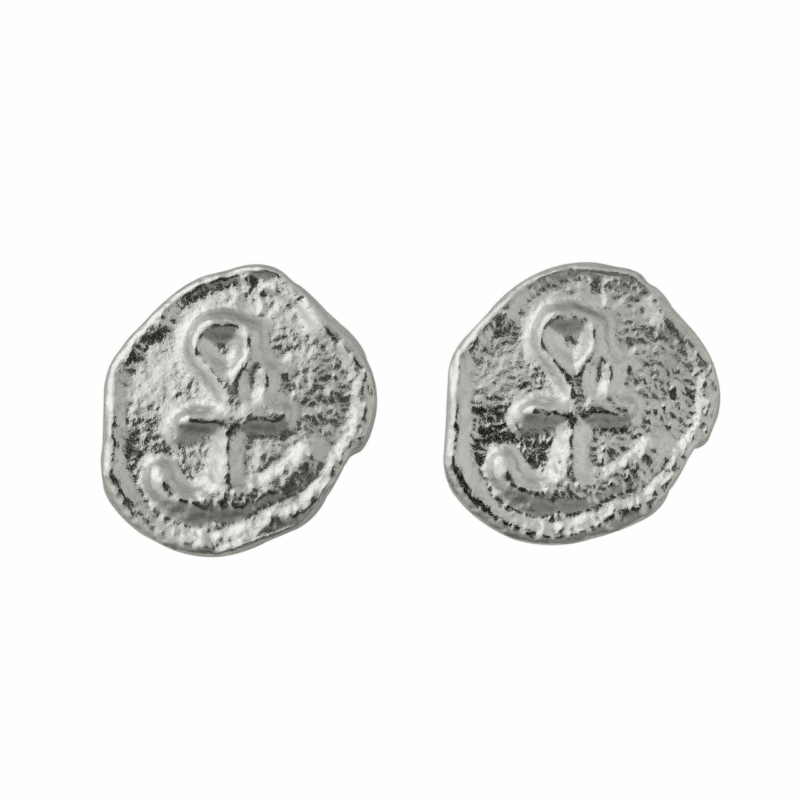 silver Anchor token stud earrings - Alex Monroe - Silverado Jewellery