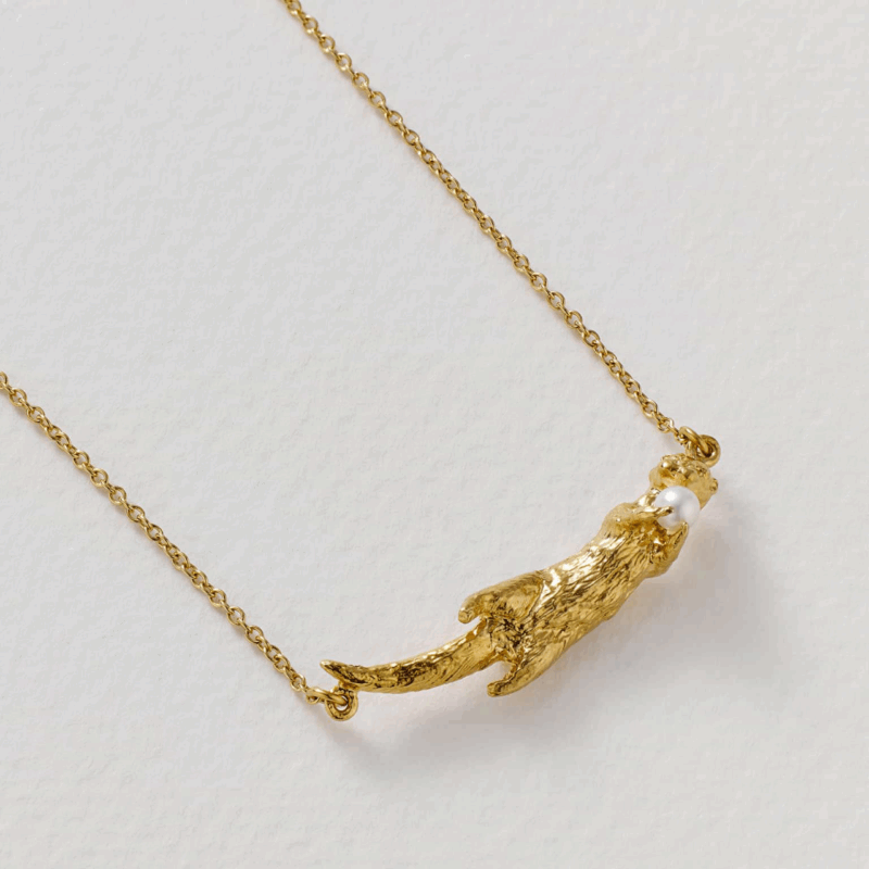 Otter and pearl inline necklace - Alex Monroe - Silverado Jewellery Otter and pearl inline necklace - Alex Monroe - Silverado Jewellery