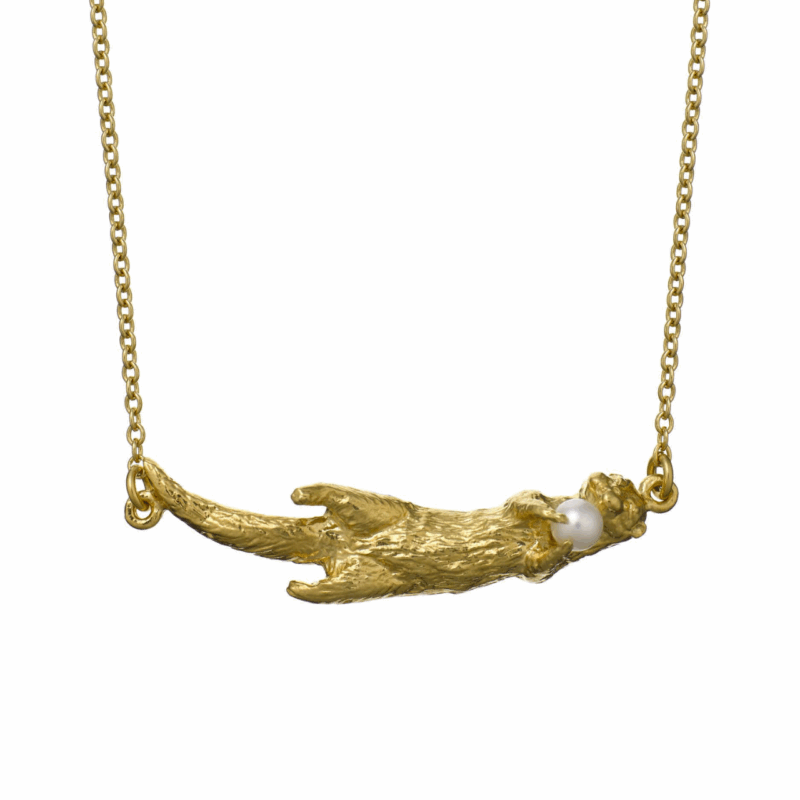 Otter and pearl inline necklace - Alex Monroe - Silverado Jewellery Otter and pearl inline necklace - Alex Monroe - Silverado Jewellery