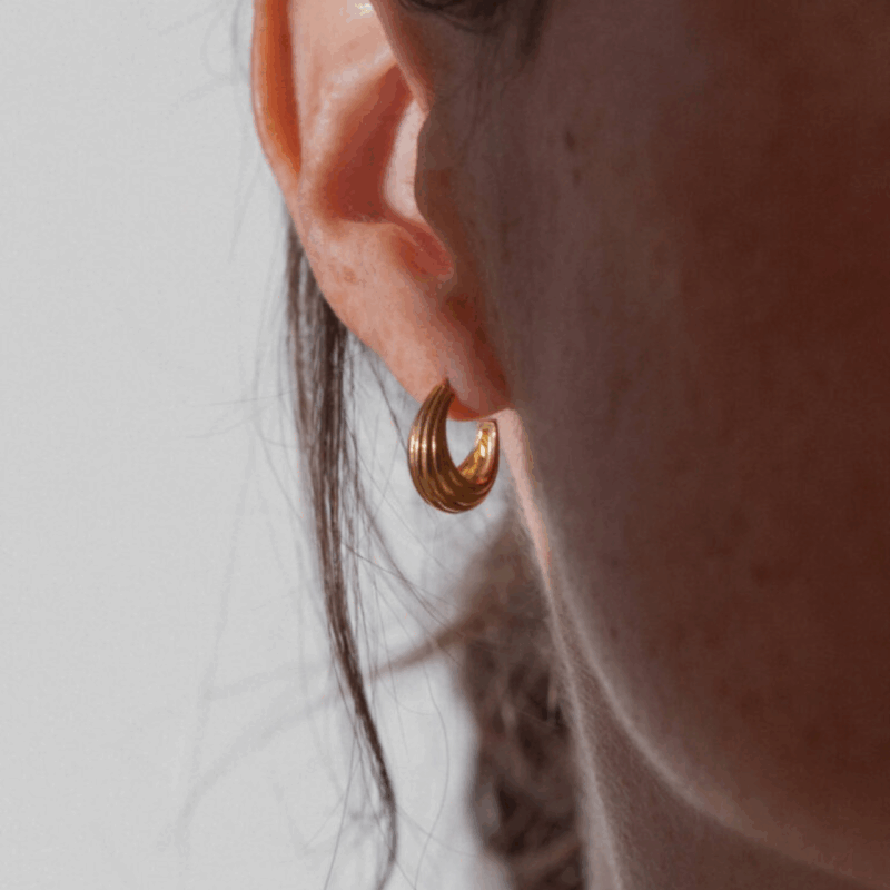 Gold Ines Stud Hoop Earrings
