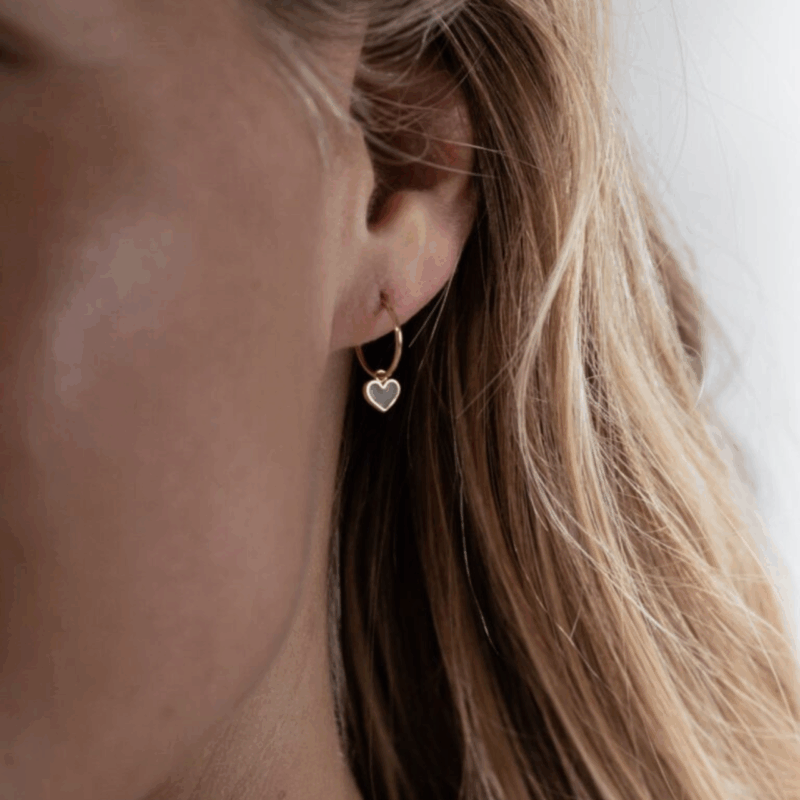Latte Heart Hoop Earrings