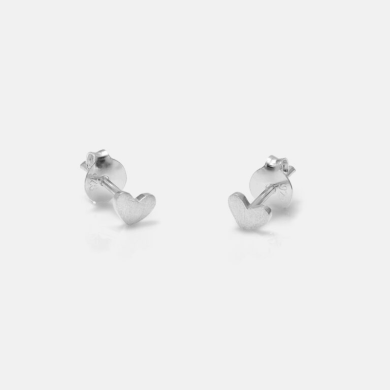 Silver heart stud earrings - One and eight - Silverado Jewellery