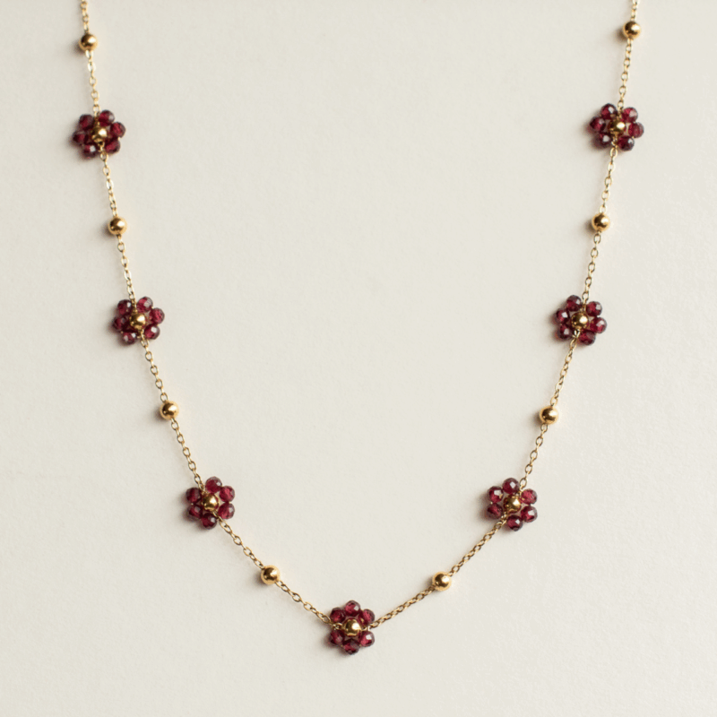 Red Flower Amie Necklace, Silverado Jewellery.