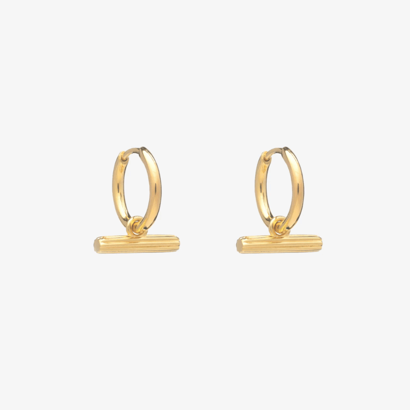 mini t-bar huggie hoop earrings - Rachel Jackson - Silverado Jewellery