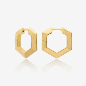 Medium Bevelled Hexagon Hoop Earrings