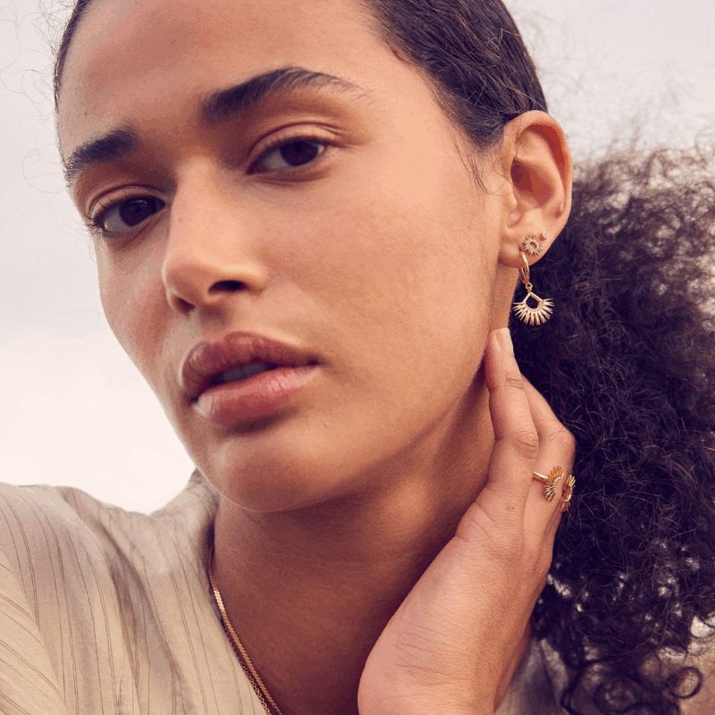 Rising Sun Huggie Hoop Earrings