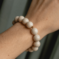 Statement Fossil Stone Beaded Bracelet