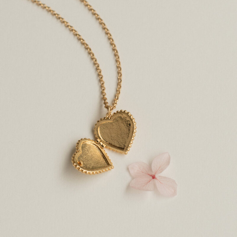 Gaia Lily Heart Locket Necklace. Fable England.