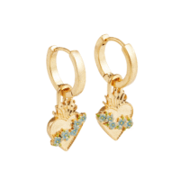 Sacred Heart Huggie Hoop Earrings