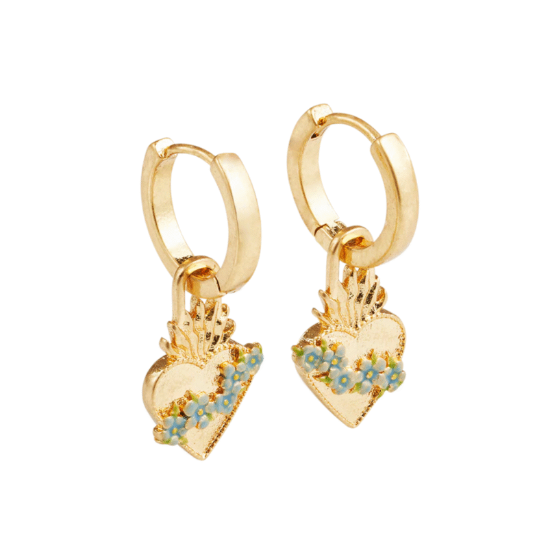 Sacred Heart Huggie Hoop Earrings
