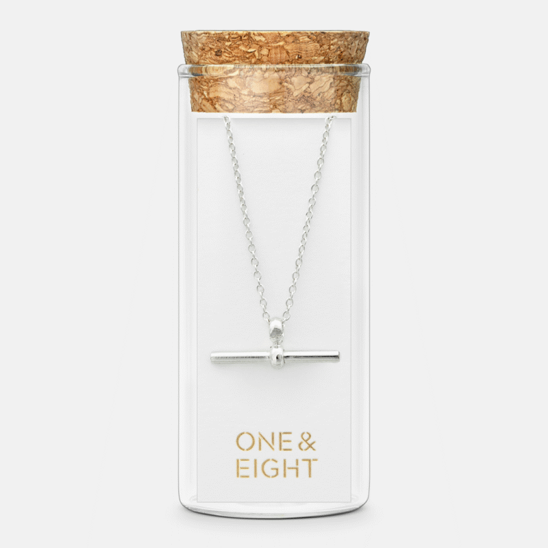 Silver t-bar necklace - One and Eight - Silverado Jewellery