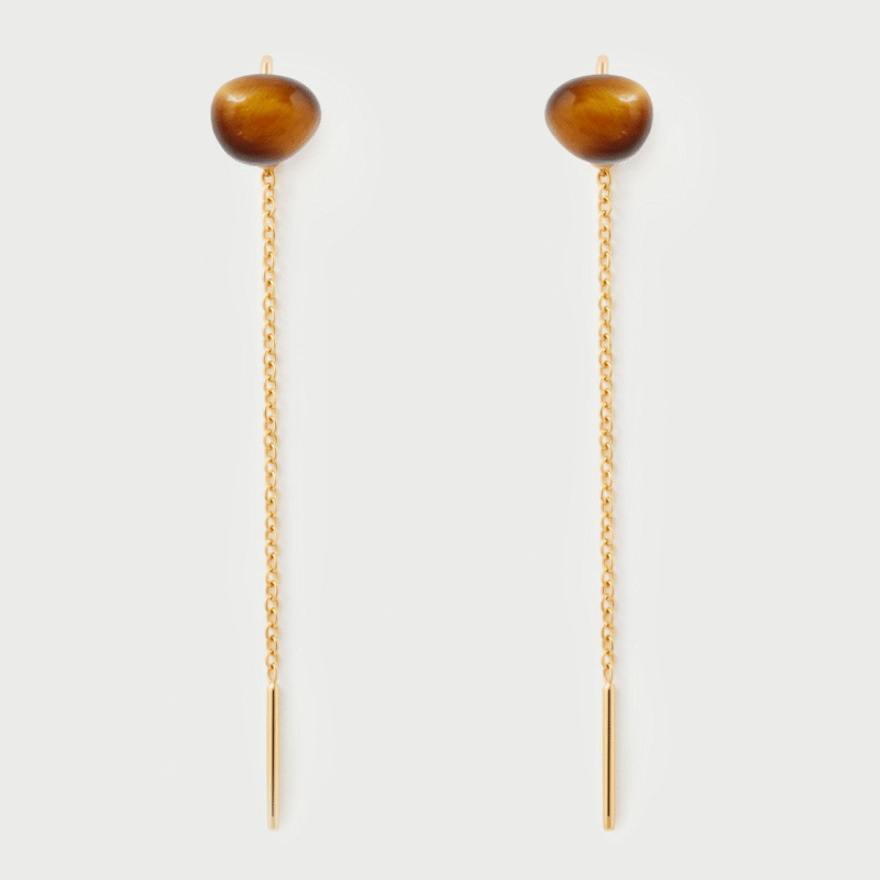 Tigers eye Lyra earrings - PDPAOLA - Silverado Jewellery