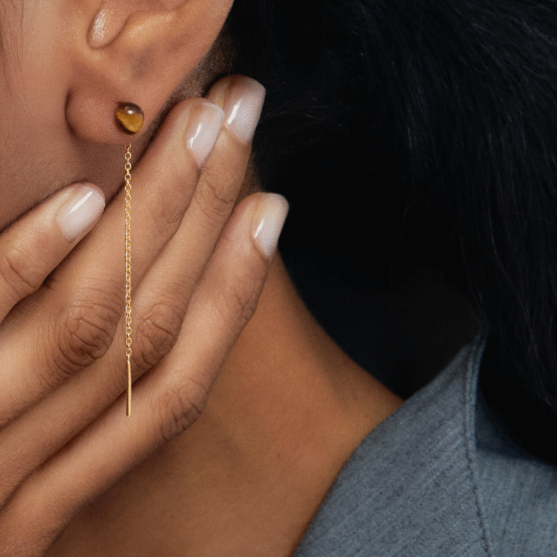 Tigers eye Lyra earrings - PDPAOLA - Silverado Jewellery