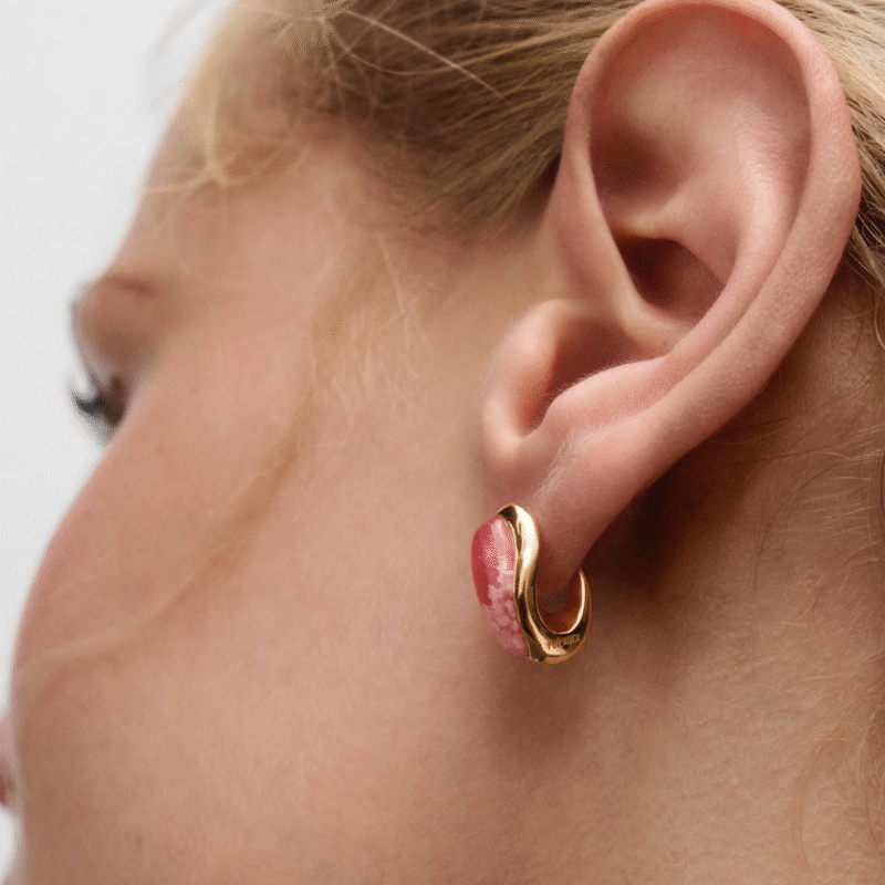 rhodochrosite Luna earrings - PDPAOLA - Silverado Jewellery