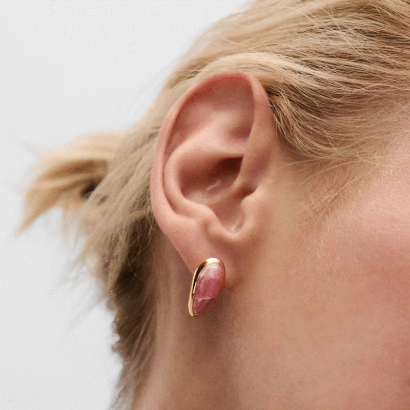 rhodochrosite Luna earrings - PDPAOLA - Silverado Jewellery