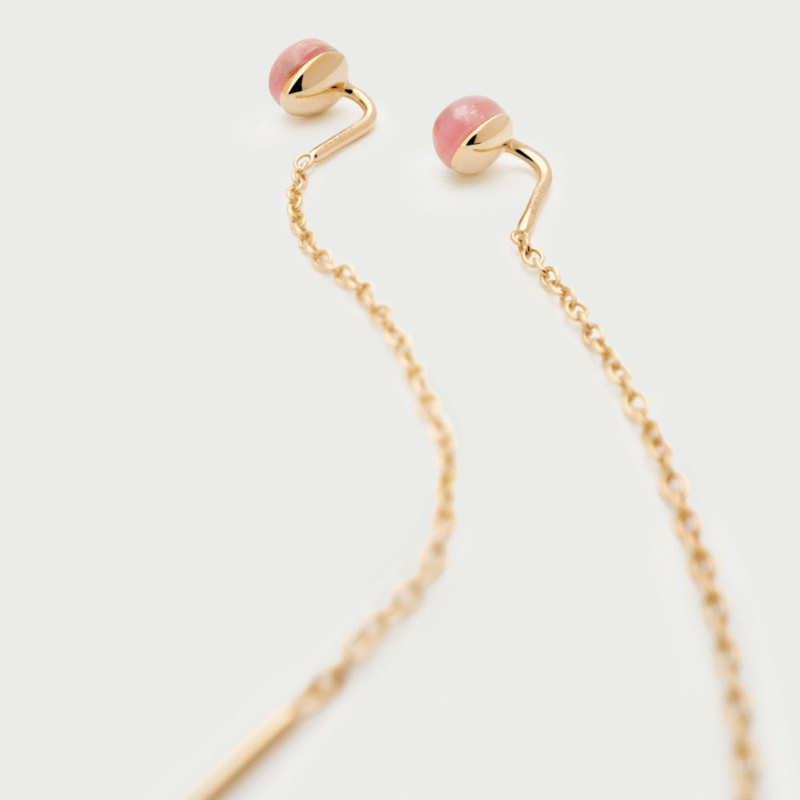 Rhodochrosite Lyra Earrings - PDPAOLA - Silverado Jewellery