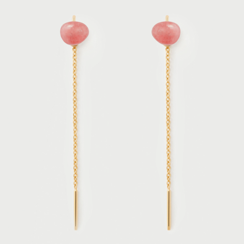 Rhodochrosite Lyra Earrings - PDPAOLA - Silverado Jewellery