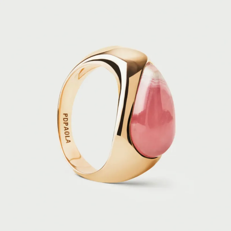 Rhodochrosite Luna Stamp Ring