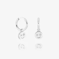 Silver happy face huggie hoop earrings - Rachel Jackson - Silverado Jewellery