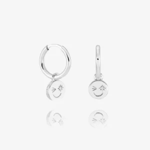 Silver happy face huggie hoop earrings - Rachel Jackson - Silverado Jewellery Silver happy face huggie hoop earrings - Rachel Jackson - Silverado Jewellery