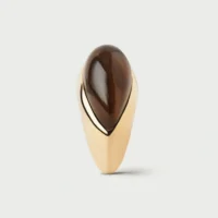 Smoky Quartz Luna Stamp Ring