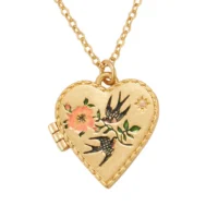 Swallow Heart Locket Necklace