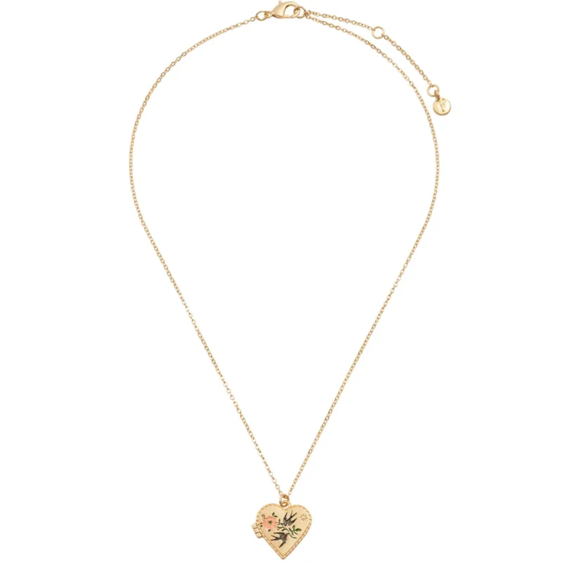 Swallow Heart Locket Necklace