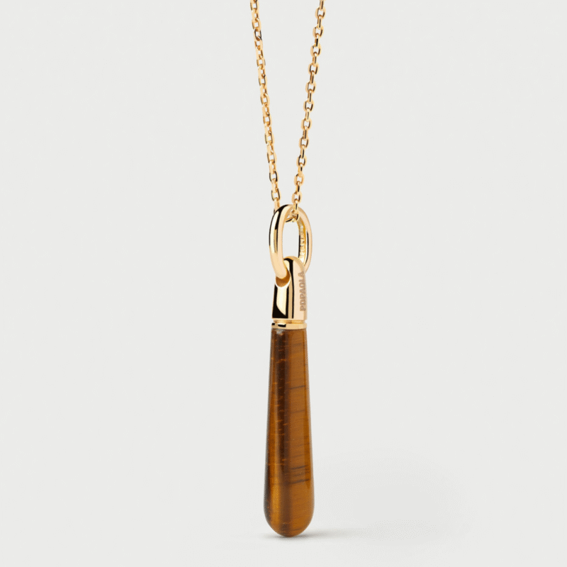 Tigers eye large drop necklace - PDPAOLA - Silverado Jewellery