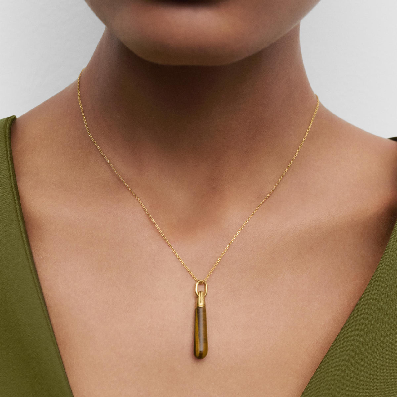 Tigers eye large drop necklace - PDPAOLA - Silverado Jewellery