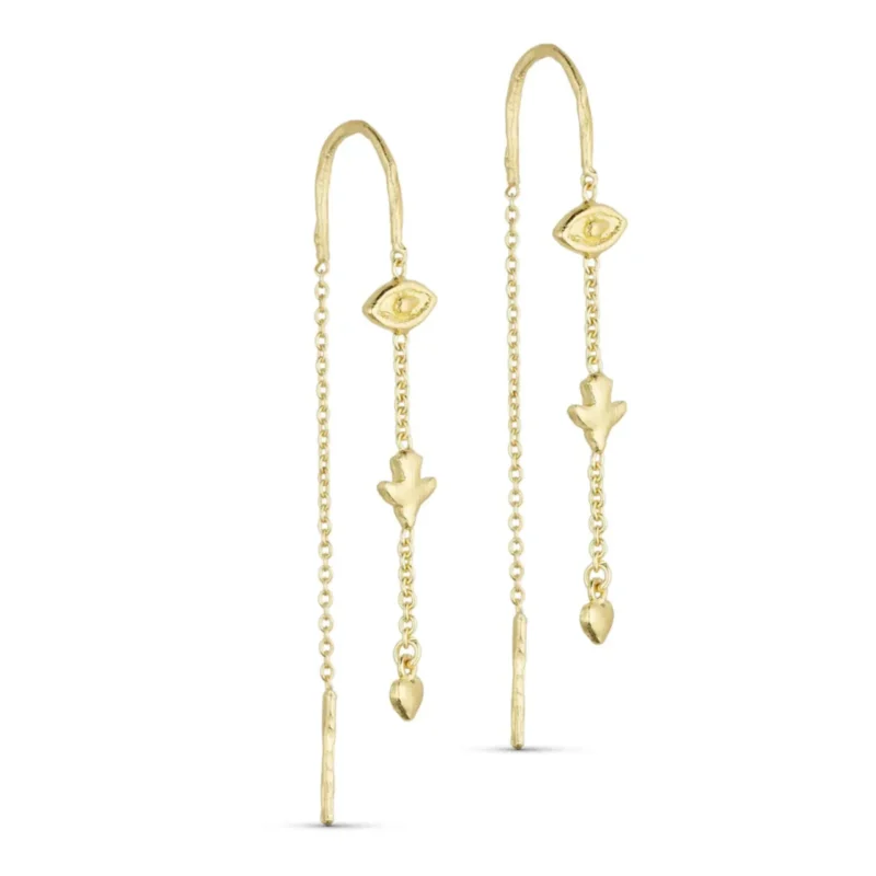 Ava bird and eye chain earrings - Pure By Nat - Silverado jewellery