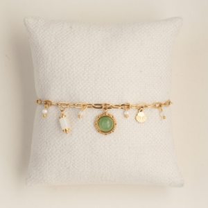 Luna Shell and Green Stone Bracelet. AMIE, Paris
